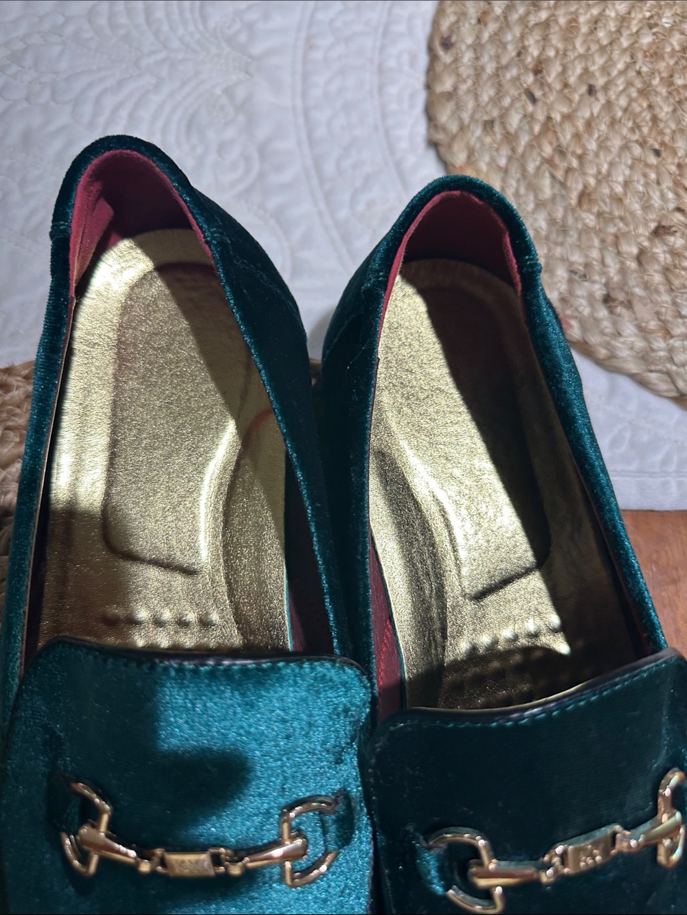 Men's Emerald Green Velvet Bit Loafers Sz 13 - Picture 4 of 5